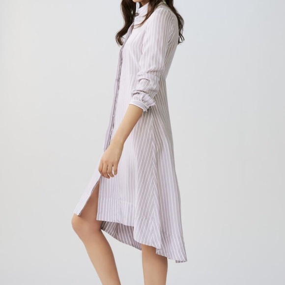 Maje Asymmetrical Striped Button Down Shirt Dress - Picture 3 of 7